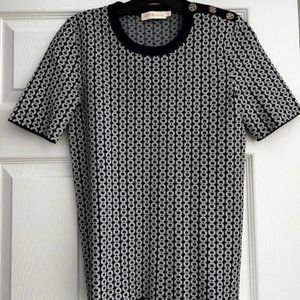 Tory Burch Black and White Crew Neck Sweater